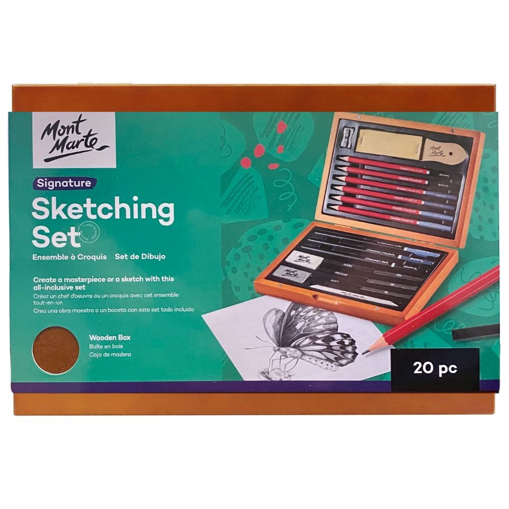 Mont Marte Signature Sketching Set In Wooden Box 21pc