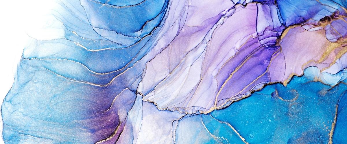 Abstract fluid art painting by alcohol ink or watercolor in deep