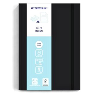 Art Spectrum Black Soft Cover Ruled Paper Journal A5 70gsm 192 Sheets