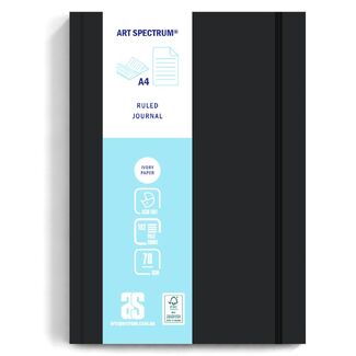 Art Spectrum Black Soft Cover Ruled Paper Journal A4 70gsm 192 Sheets