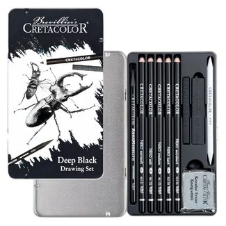 Cretacolor Nero Deep Black Drawing Tin Set 10pc