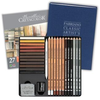 Cretacolor Creativo 27pc Tin Set plus Fabriano Classic Journal Kit