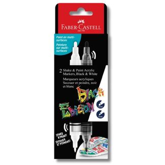 Faber Castell Black Edition Shake and Paint Marker 2pc Set - Black and White