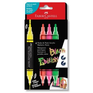 Faber Castell Black Edition Shake and Paint Marker 4pc Set - Neon Colours