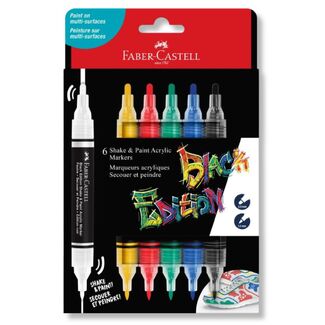 Faber Castell Black Edition Shake and Paint Marker 6pc Set - Classic Colours