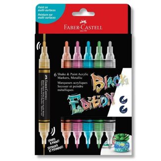 Faber Castell Black Edition Shake and Paint Marker 6pc Set - Metallic Colours