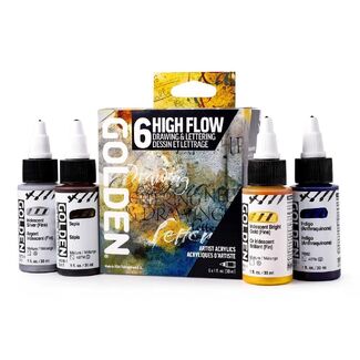 Golden High Flow Acrylic Paint Drawing & Lettering Set 6pc