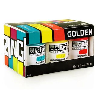 Golden SoFlat Matte Acrylic Paint ZING Set 6pc