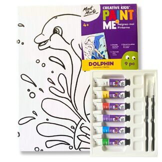 Mont Marte Creative Kids Paint Me Canvas 9pc Set - Dolphin