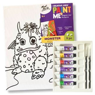 Mont Marte Creative Kids Paint Me Canvas 9pc Set - Monster