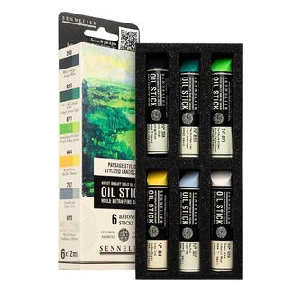 Sennelier Oil Stick Mini 6pc Set - Stylized Landscape