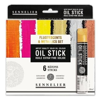 Sennelier Oil Stick 6pc Set - Flourescent and Metallic