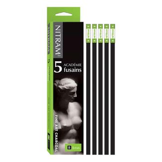 Nitram Academie Fusains Charcoal Pack of 5 - 5mm Soft B