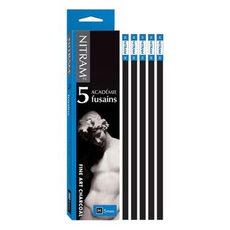 Nitram Academie Fusains Charcoal Pack of 5 - 5mm Hard H