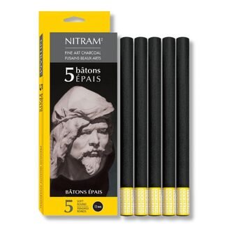 Nitram Batons Epais Charcoal Pack of 5 - 12mm Soft Round