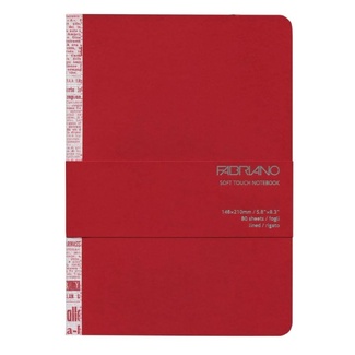 *Fabriano Soft Touch Lined Notebook Red 90gsm A5 - 80 Sheets