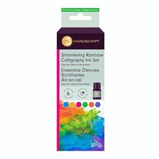 Manuscript Shimmering Calligraphy Ink Set of 6 - Rainbow