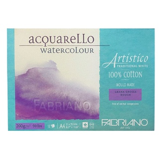 Fabriano Artistico 100% Cotton Watercolour Pad A4 200gsm 12 Sheet - Rough