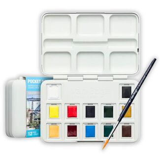 Van Gogh 12 Half Pan Watercolour Paint Pocket Box -  Basic Colours