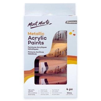 Mont Marte Premium Metallic Acrylic Paint Set 4pc x 50ml