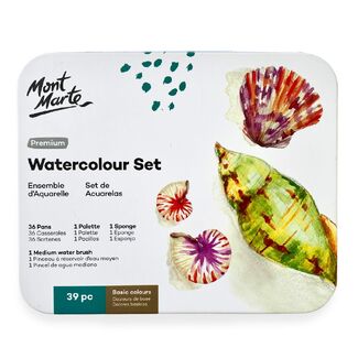 Mont Marte Premium Watercolour Set in Tin Basic 39pc