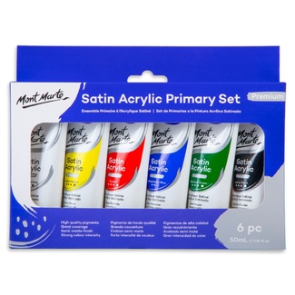 Mont Marte Satin Acrylic Primary Paint Set 6pc x 50ml