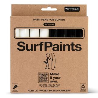 SurfPaints Black & White Acrylic Paint Pens 8 Pack - 4mm Bullet Nibs