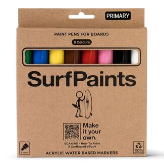 SurfPaints Primary Acrylic Paint Pens 8 Pack - 4mm Bullet Nibs